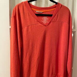 LLBean SoftFlex Vneck Pullover size XL Ember Heather (soft orange)